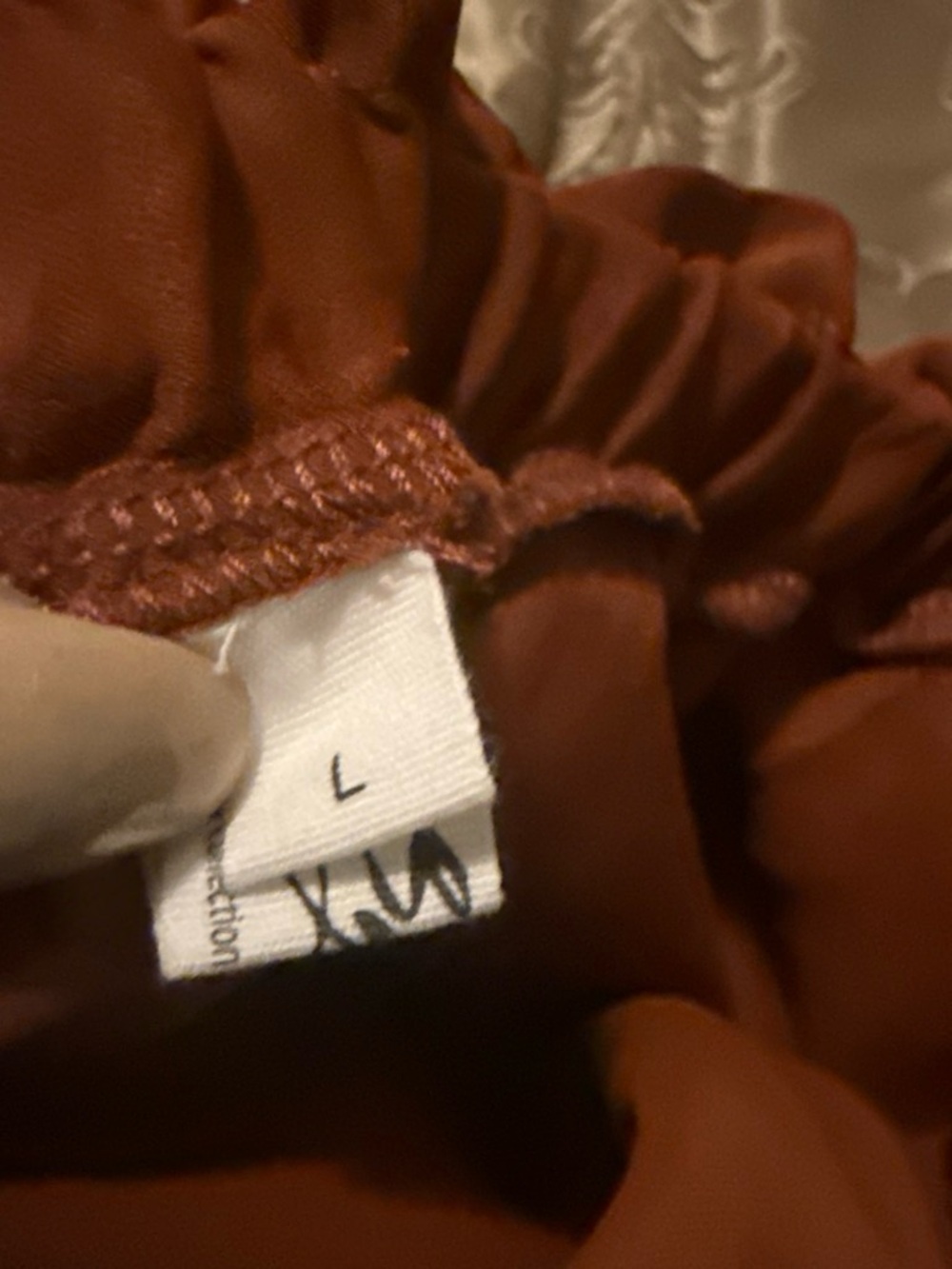 Macy's Rust Ruffle Peasant Blouse - Picture 2 of 3